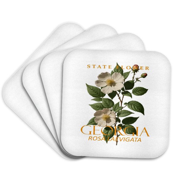 3drose, Georgia Territory Flower the Rosa Laevigata, Set of 4 Coasters - Soft