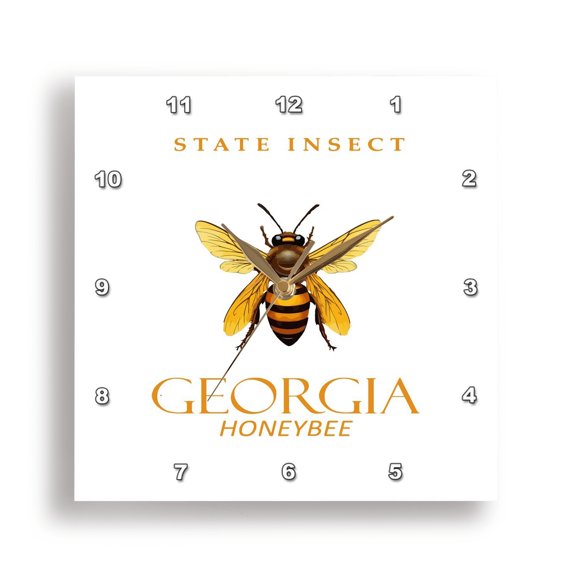 3drose, Georgia Territory Insect the Honeybee, 10x10 Wall Clock
