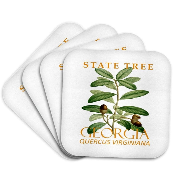 3drose, Georgia Territory Tree the Southern Live Oak, Set of 4 Coasters - Soft