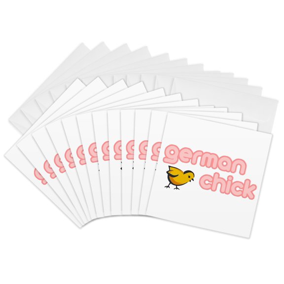 3drose, German Chick, 12 Greeting Cards with Envelopes