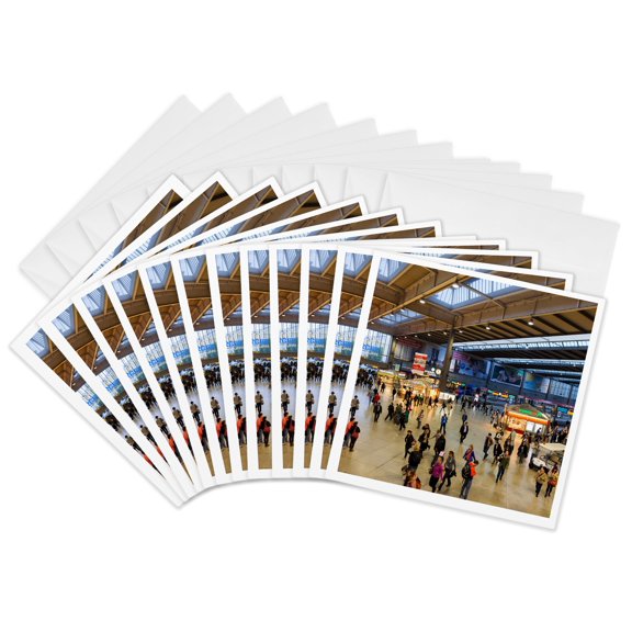 3drose, Germany, Bavaria, Munich, Hauptbahnhof, Main Train Station, Interior, 12 Greeting Cards with Envelopes