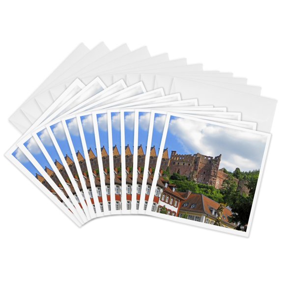 3drose, Germany, Heidelberg Castle - Eu10 Mgl0178 - Miva Stock, 12 Greeting Cards with Envelopes