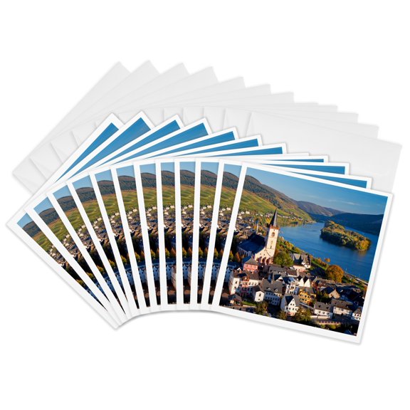 3drose, Germany, Rheinland-pfalz, Rhine Valley, Lorch Am Rhein, 12 Greeting Cards with Envelopes