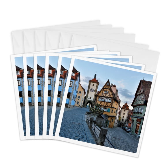 3drose, Germany, Rothenburg Ob Der Tauber, Ploenlein Triangular Place, 6 Greeting Cards with Envelopes
