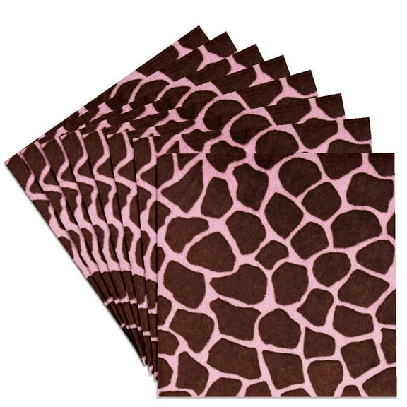 3drose, Giraffe in Trendy Brown N Pink, Set of 8 Ceramic Tile Coasters