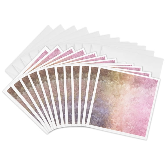 3drose, Girly Trend Pink Mermaid Scales Glitter Glamor, 12 Greeting Cards with Envelopes