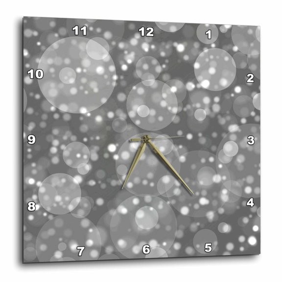 3drose, Glam Igray Bokeh Circles Pattern, 15x15 Wall Clock