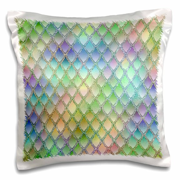 3drose, Glam Pastel and Silver Color Dragon Scales Pattern, 16x16 inch Pillow Case