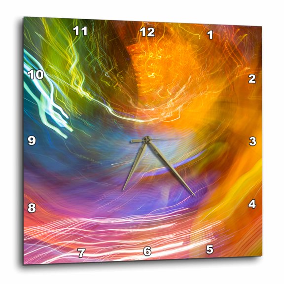 3drose, Glass with Colorful Blurred Motion Effect, 15x15 Wall Clock