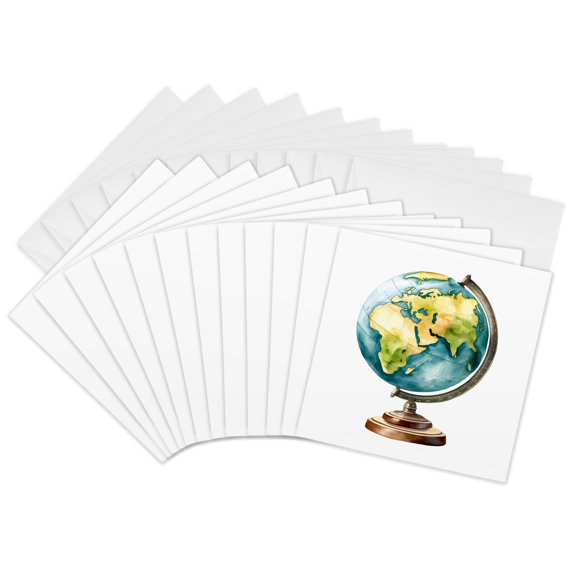 3drose, Globe Illustration, 12 Greeting Cards with Envelopes
