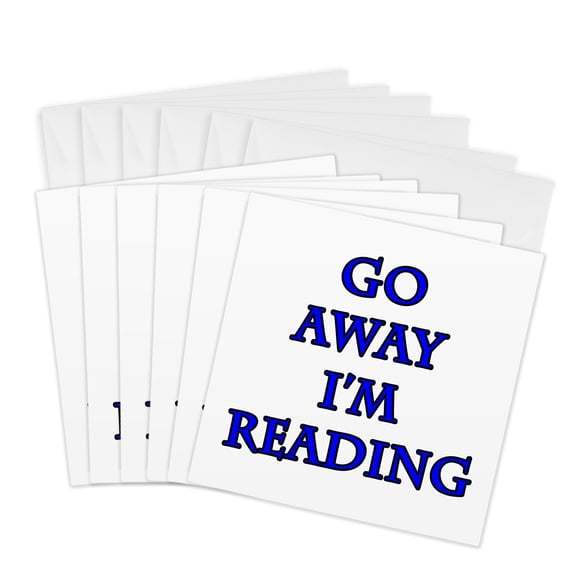 3drose, Go Away Im Reading Blue, 6 Greeting Cards with Envelopes