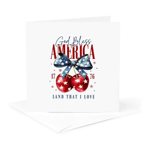 3drose, God Bless America. the Land That I Love Text, Art. 4th of July Gift, 1 Greeting Card with Envelope