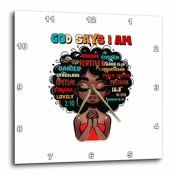 3drose, God Says I Am Unique, Chosen, Special, Black History Month Gift, 10x10 Wall Clock