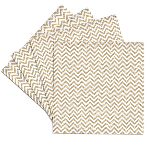 3drose, Gold Chevron Faux Glitter Image of Glitter, Set of 4 Ceramic Tile Coasters