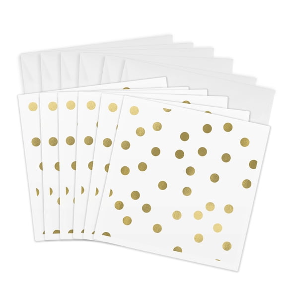 3drose, Gold Confetti Glam, 6 Greeting Cards with Envelopes