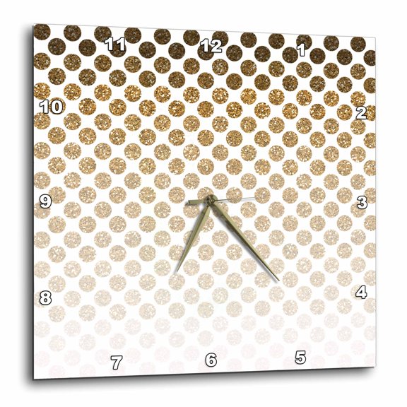 3drose, Gold Ombre Dots Image of Glitter on Dots, 15x15 Wall Clock