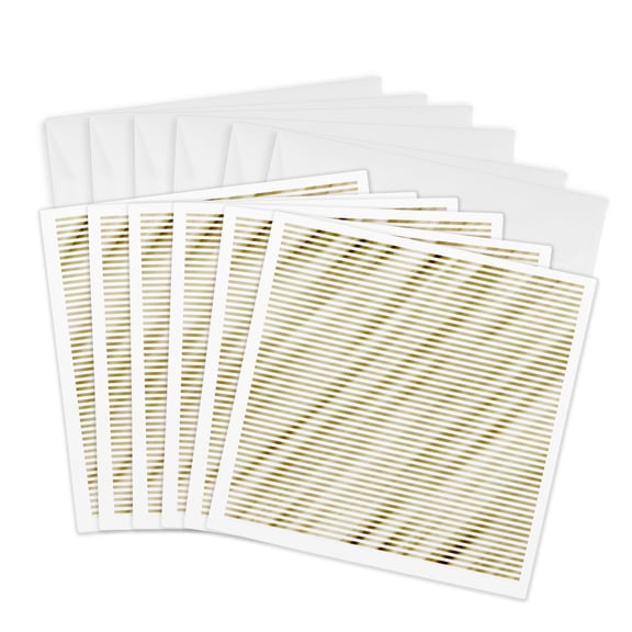 3drose, Gold Ombre Stripes, 6 Greeting Cards with Envelopes