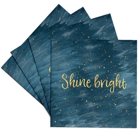 3drose, Gold Stars Inspirational Shine Bright, Set of 4 Ceramic Tile Coasters