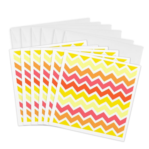 3drose, Gold and Fruit Candy Chevrons, 6 Greeting Cards with Envelopes