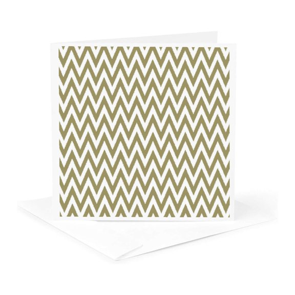 3drose, Gold and White Chevron Stripes, 1 Greeting Card with Envelope