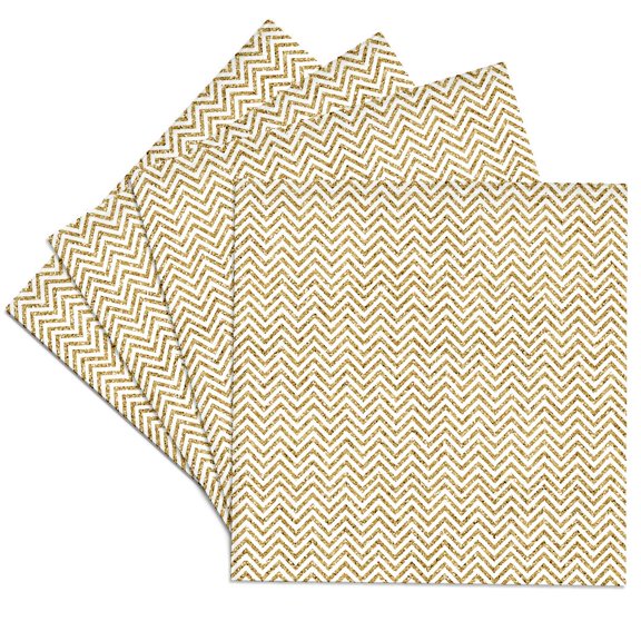 3drose, Gold and White Glitter Effect Skinny Chevron Stripes Pattern, Set of 4 Ceramic Tile Coasters