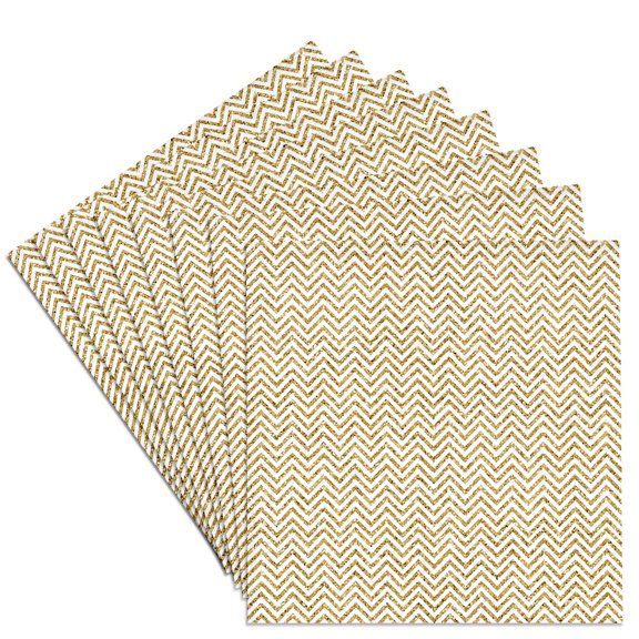 3drose, Gold and White Glitter Effect Skinny Chevron Stripes Pattern, Set of 8 Ceramic Tile Coasters