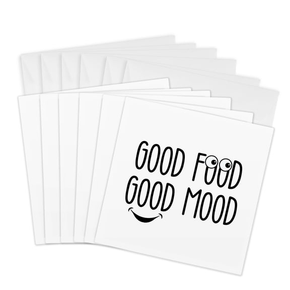 3drose, Good Food and Good Mood, 6 Greeting Cards with Envelopes