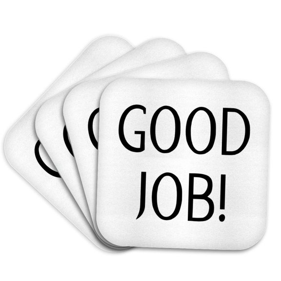 3drose, Good Job Motivational Typography, Set of 4 Coasters - Soft