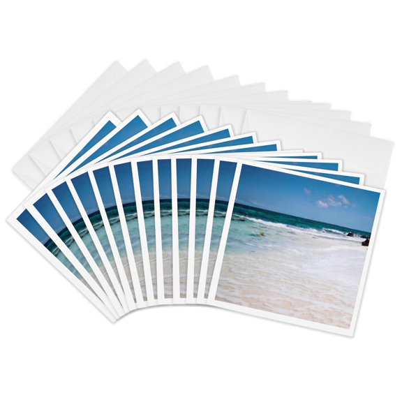 3drose, Gorgeous Empty Beach on Rocky Coast, 12 Greeting Cards with Envelopes
