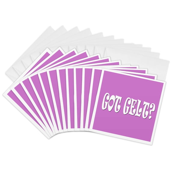 3drose, Got Gelt. Funny Saying. Money. Yiddish. Pink., 12 Greeting Cards with Envelopes
