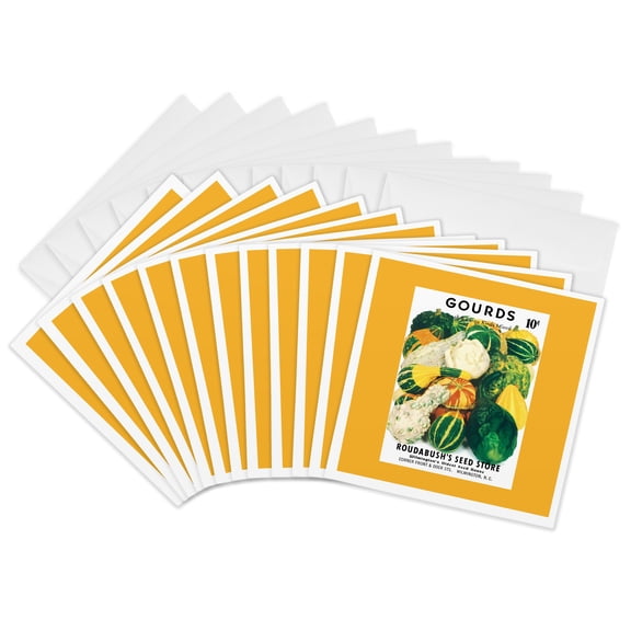 3drose, Gourds Small and Large Mixed Roudabushs Seed Store, 12 Greeting Cards with Envelopes