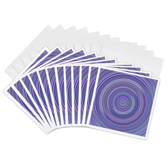 3drose, Gradient Geometrical Colorful Abstract Concentric Circle Background, 12 Greeting Cards with Envelopes