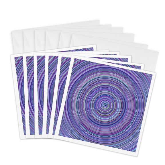 3drose, Gradient Geometrical Colorful Abstract Concentric Circle Background, 6 Greeting Cards with Envelopes