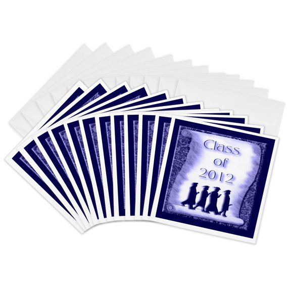 3drose, Graduates Class of 2012 on Diploma Blue, 12 Greeting Cards with Envelopes