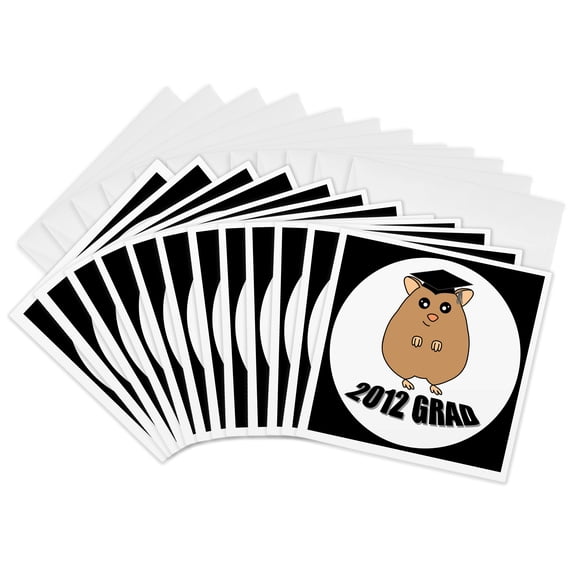 3drose, Graduation Cute Brown Hamster 2012 Grad, 12 Greeting Cards with Envelopes