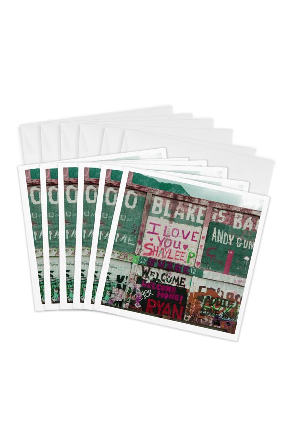 , Graffiti Found on a Sign in Northern Utah with Lots of Words, 6 Greeting Cards with Envelopes