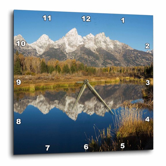 3drose, Grand Tetons Reflecting in Beaver Pond, 15x15 Wall Clock