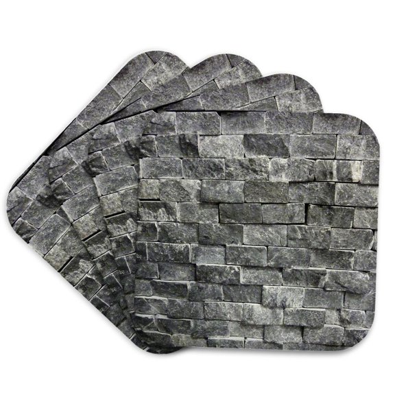 3drose, Gray Cobblestone, Set of 4 Coasters - Soft