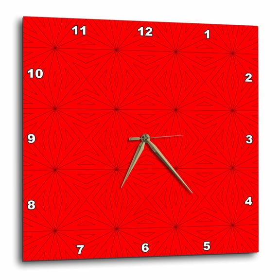 3drose, Gray Digital Geometric Outline on Red, 10x10 Wall Clock