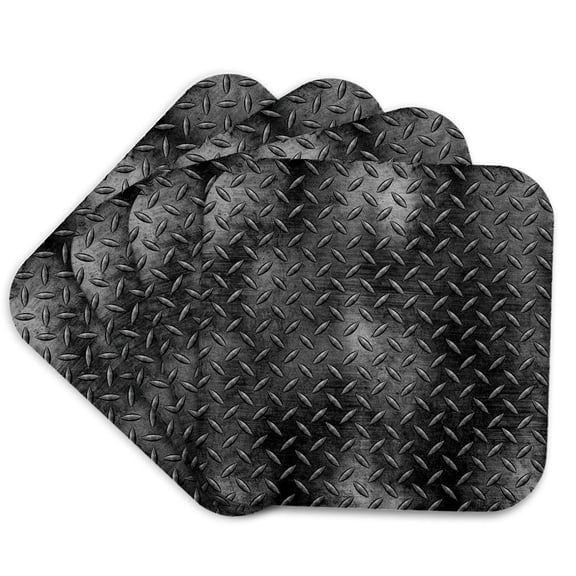 3drose, Gray Image of Diamond Plate Metal Pattern, Set of 4 Coasters - Cork