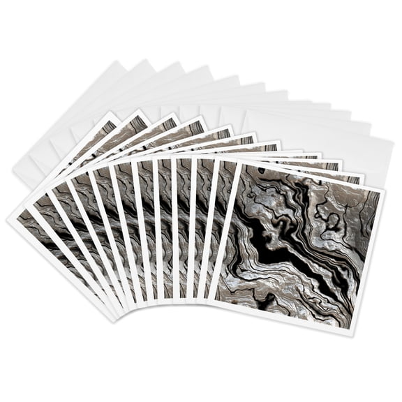 3drose, Gray Melted Metal Look, 12 Greeting Cards with Envelopes