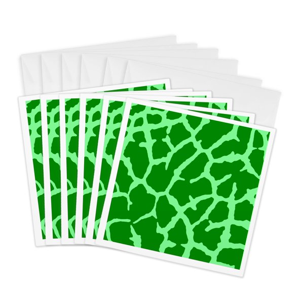 3drose, Green Giraffe Animal Print, 6 Greeting Cards with Envelopes