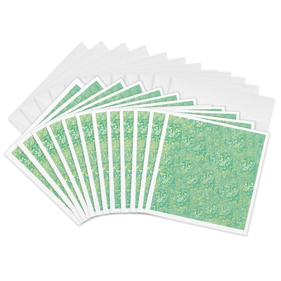 3drose, Green Glitter, 12 Greeting Cards with Envelopes