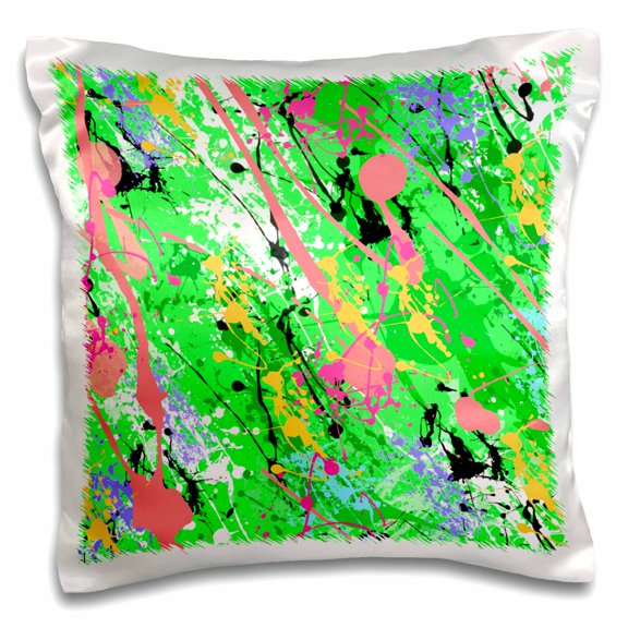 3drose, Green Paint Splatter Design, 16x16 inch Pillow Case