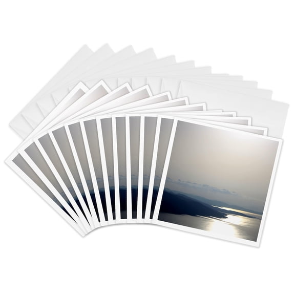 3drose, Grey Hues of Gokova Bay Moody Landscape, 12 Greeting Cards with Envelopes
