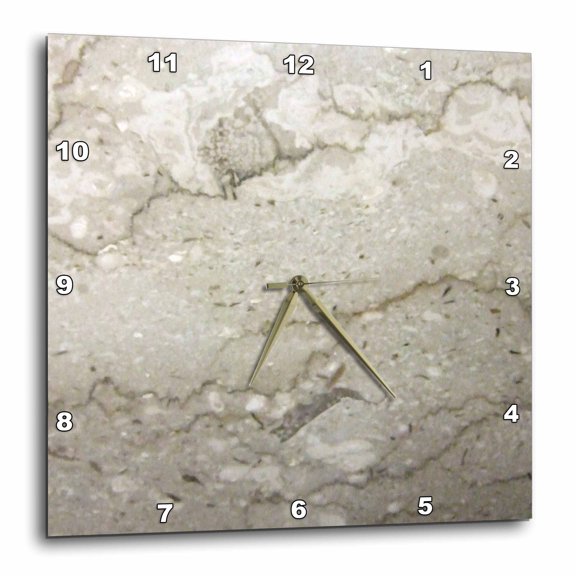3drose, Grey Marble Print Texture Photo Print - Gray Marbled Stone Look Graphic, 15x15 Wall Clock