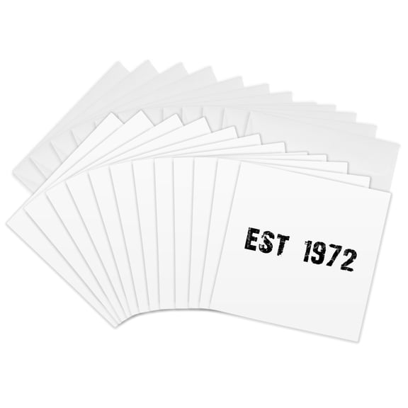 3drose, Grunge Est Established in 1972 - Seventies Baby Born Child of the 70s - Personal Custom Birth Year, 12 Greeting Cards with Envelopes