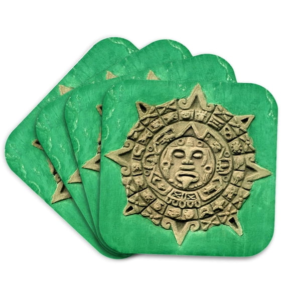 3drose, Guatemala, Antigua. Mayan Calendar Adorns Facade - Sa10 Kwi0002 - Kymri Wilt, Set of 4 Coasters - Soft
