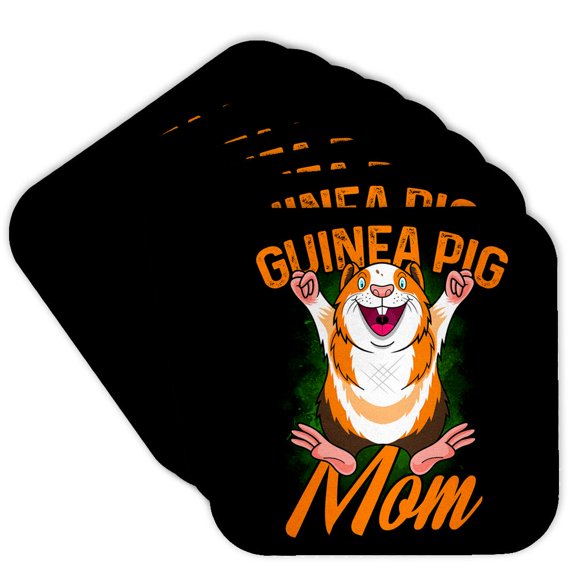 3drose, Guinea Pig Piglet Mom with Green Background Mommy Mother, Set of 8 Coasters - Cork
