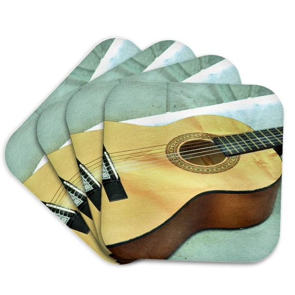 3drose, Guitar Strings Music Instruments, Set of 4 Coasters - Soft